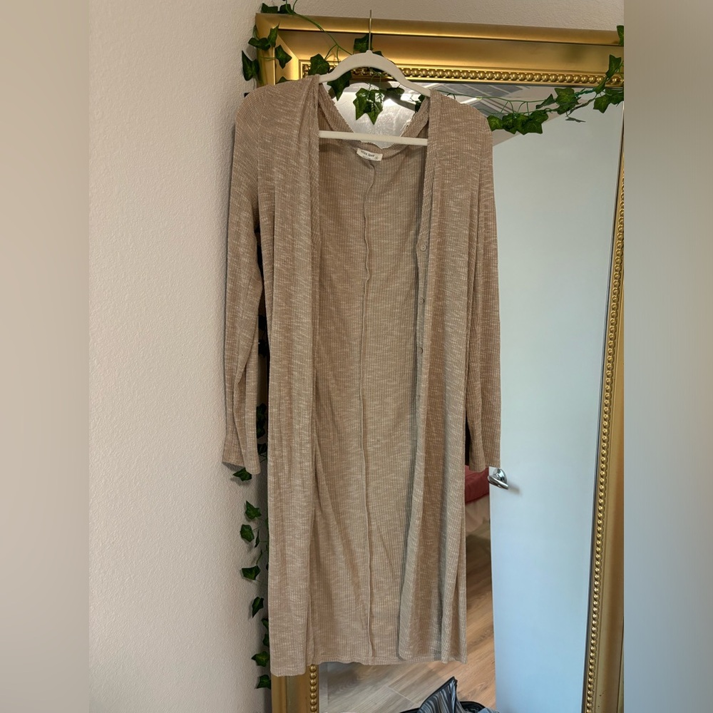 Miss Love Beige/Khaki Midi Cardigan